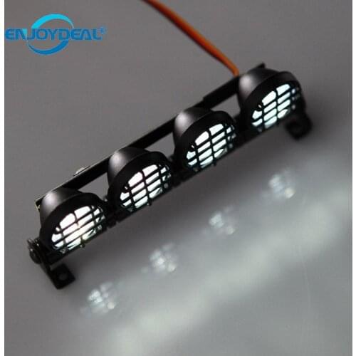 105MM Multi-function Alloy RC Car Light BarLed Roof Lamp Lights 4 Spotlights Suit For 1:10 Scale Remote Control Truck Decorat N2