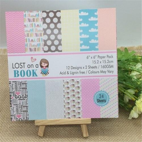 24 Sheets Lost on a Book Scrapbooking Pads Paper Origami Art Background Paper Card Making DIY Scrapbook Paper Craft