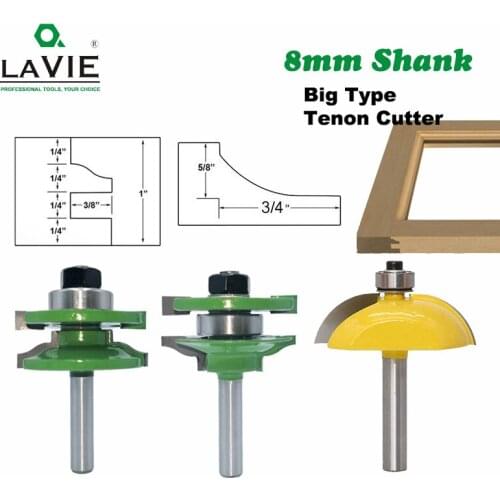 3pcs 8mm Shank Big Type Door Panel Cutters Raised Panel Cabinet Router Bit Set Woodworking Carbide Milling Cutter for Wood