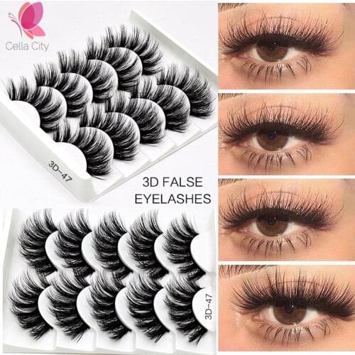 Cellacity 5Pairs 3D Mink Hair False Eyelashes Natural/Thick Long Eye Lashes Wispy Makeup Beauty Extension Tools