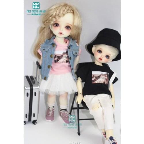 BJD accessories doll clothes for 27cm-30cm 1/6 BJD doll fashion Denim jacket t-shirt doll shoes