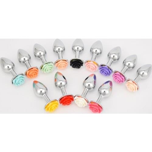 Rose flower metal anal plug male and female anal masturbation toys alternative adult sex toys dildo for anal rose sex toy