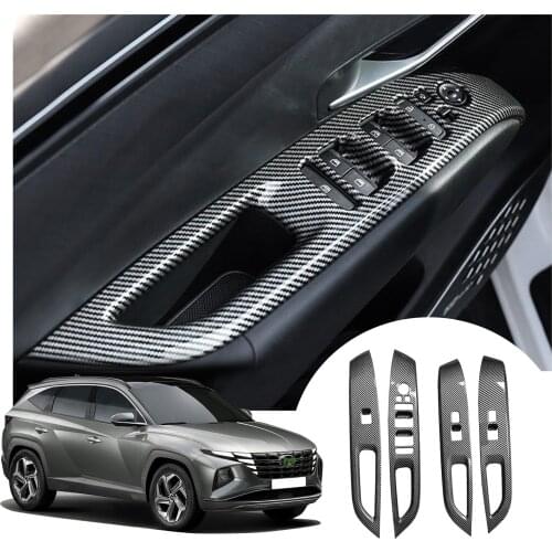 LFOTPP Car Carbon Fiber Panel Cover For Tucson NX4 2021 Long Wheelbase Door Armrest Button Auto Interior Styling Accessories
