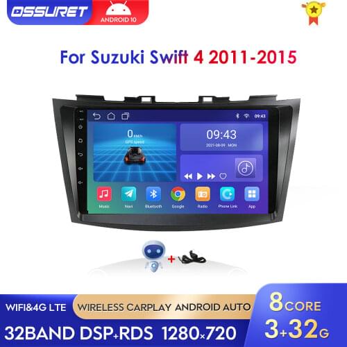 Android10 Car GPS Navigation Multimedia For Suzuki Swift 4 2011 - 2015 SWC FM CAM-IN BT USB DTV DSP PC RDS Mirror Link 9'' Radio