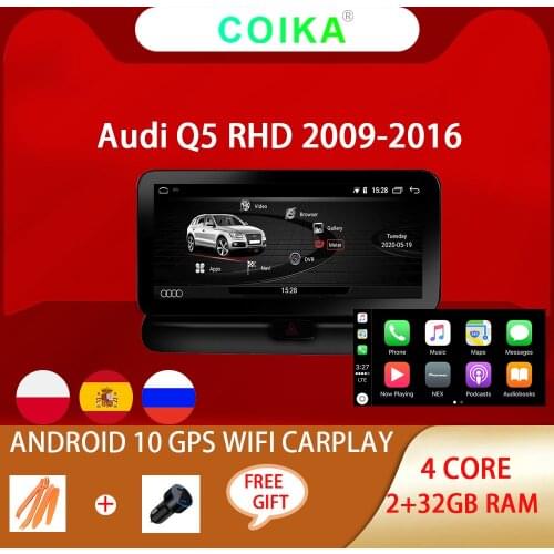 10.25" Android 10.0 System Car IPS Multimedia Player For Audi Q5 2009-2017 RHD GPS Navi Google WIFI Mirror Screen BT SWC Carplay