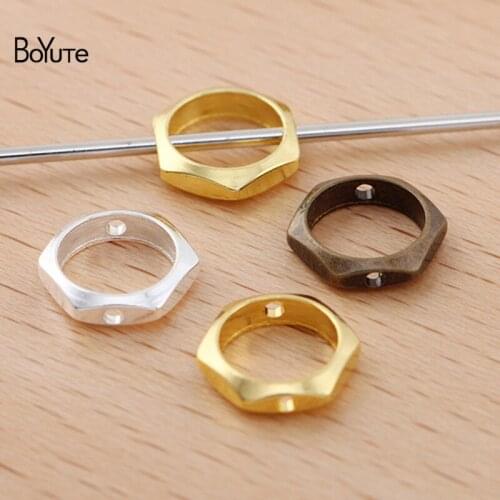 BoYuTe (200 Pieces/Lot) Inner 6MM Diameter Hexagonal Brass Ring DIY Jewelry Accessories Handmade Materials
