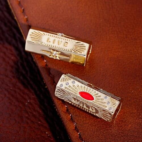 Charms Cylindrical Bead Men Gold Copper Bracelet Big Hole Star Shape DIY Beads Making Bracelet Jewelry