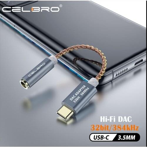 Celbro Hifi Digital Audio Converter DAC Usb Type C To 3.5mm Headphone Jack Aux Adapter Decoder for Ipad ultra Oneplus 8t 8 Pro