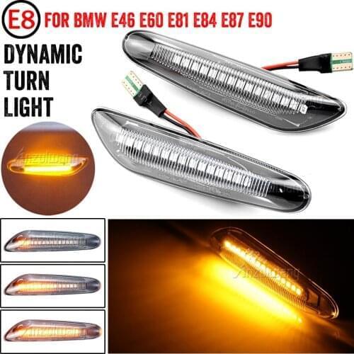 For BMW E90 E91 E92 E93 E60 E61 E81 E82 E83 E84 E88 E46 LED Dynamic Turn Signal Side Marker Light Sequential Blinker Light 2pcs