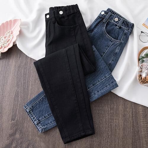 Jeans Woman Plus Size Patchwork Elastic Back Waist Harem Pants Female Loose Casual Ankle Length Denim Ladies Clothing 2021Autumn