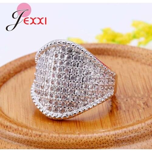 European Full Clear Micro Cubic Zircon Rings For Women Party Wedding Jewelry 925 Sterling Silver Bague Femme Lindo Aneis
