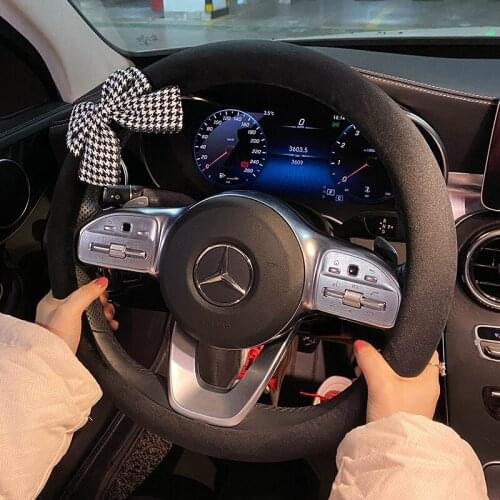 Car Steering Wheel Cover Short Plush Universal Car Steering Wheel Cover Creative Cute Car Assessoires Interior For Girls