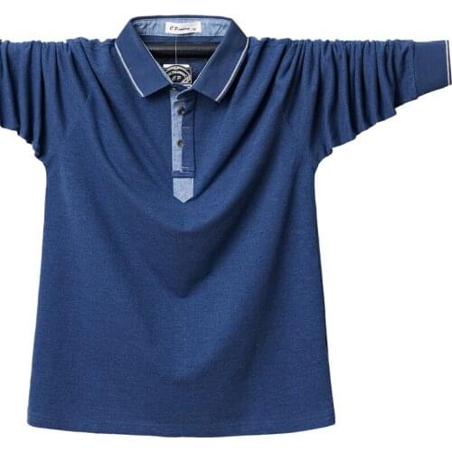 PlusSize 6xl-M Polo shirts men long sleeve T-shirt Polo summer new pure color into leisure fashion mens T-shirt jacket lapel