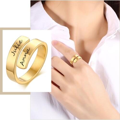 Personalized Rings for Women Jewelry Customize Engraved Names 4 Colors Available Adjustable Anniversary Gifts