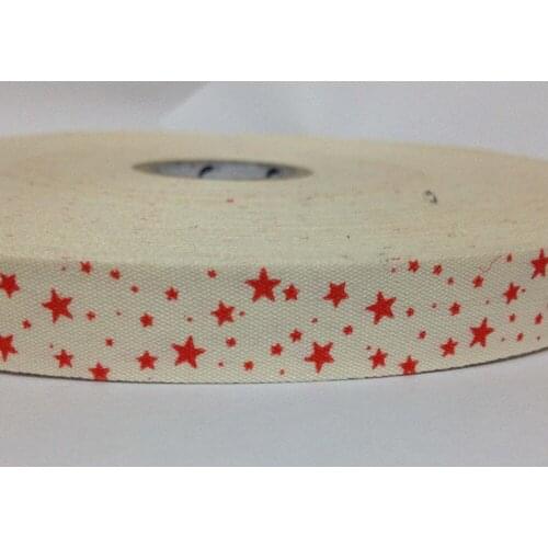 [ Lucky Ribbon] wholesale (15mmx100m/lot) 100% cotton ribbon Red star printing zakka handmade lace