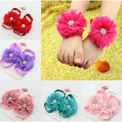 Fashion Newborn Baby Girls Newborn Kids Foot Cute Flowers with rhinestones Shoes Photo Props Footwear Hot Accessories Footwear