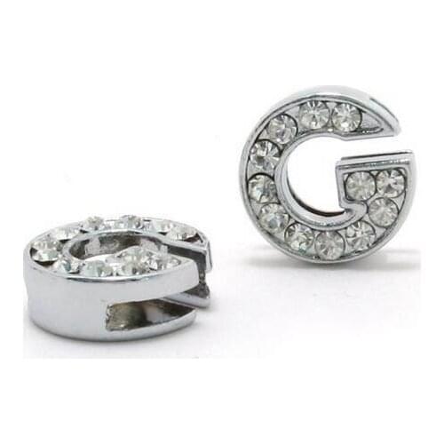 FASHIONAL! 8mm 50pcs *G* Slide letters Wear letters Fit Wristbands or Pet Collar DIY Accessories