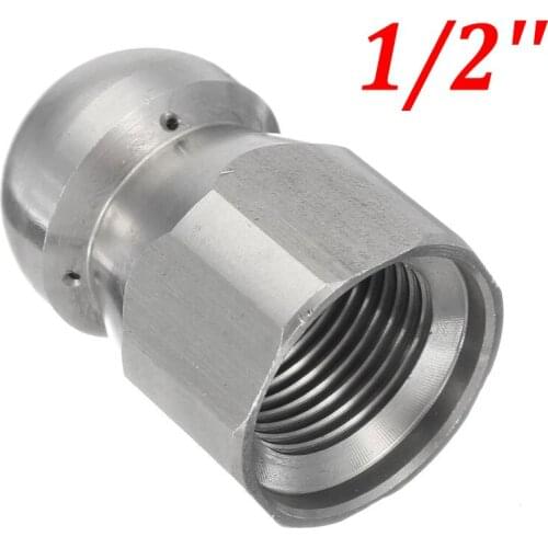 Pressure Washer Drain Sewer Clean Pipe Jetter Rotary Nozzle 5 Jet 1/2''F Stainless Steel Cleaning Tools Accessories