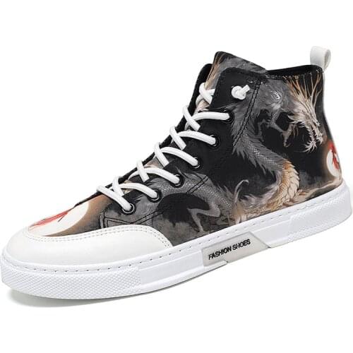 2021 mens shoes high top umbrella cloth shoes fashion and breathable leisure sports shoes antique painting men canvas shoes