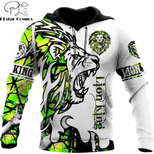 Beautiful Lion green Tattoo camo 3D Printed Mens hoodies Harajuku Streetwear Fashion Hoodie Unisex Jacket Pullover KJ0136