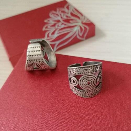 Collect ethnic style hand-made Miao silver rings mens and womens personalized engraved ringes free shipping in many styles