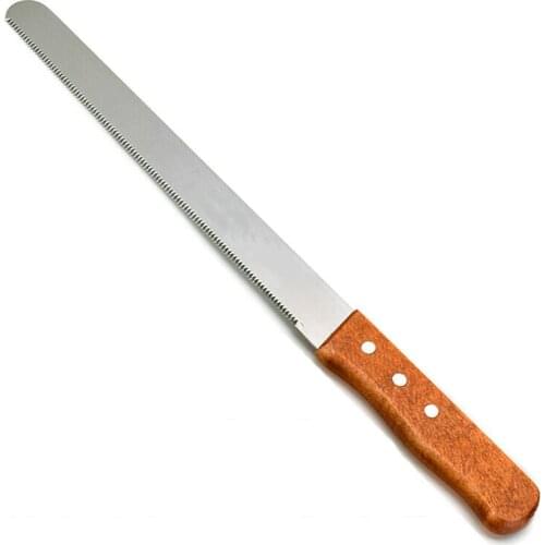 Stainless Steel Serrated Blade Bread Slicer Knife Cake Slicing Knives Wooden Handle Slicing Cutter Kitchen Pastry Tools 10 Inch