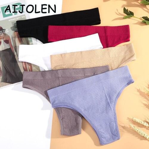 AIJOLEN Solid Color Threaded Cotton Panties Seamless Brazilian Underwear Womens Seamless Briefs Large Size Soft Underpants