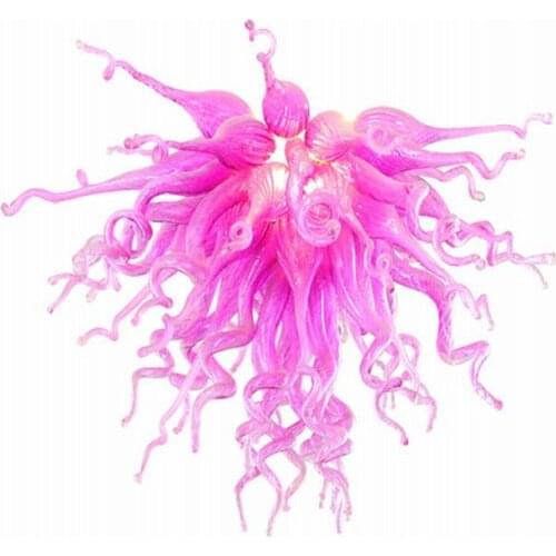 Wholesale Hand Blown Glass Pink Hanging LED Large Chandelier Lightings for Wedding Decor