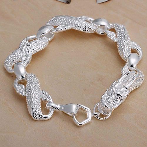 SLH036 Wholesale Silver Color Bracelet, Factory Price Fashion Jewelry Big White Dragon Bracelet /auvajmca