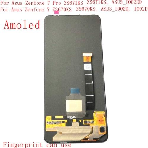 Original Amoled For Asus Zenfone 7 ZS670KS I002D Lcd Screen Display WIth Touch Glass Digitizer Zenfone 7 pro ZS671KS ASUS_I002D