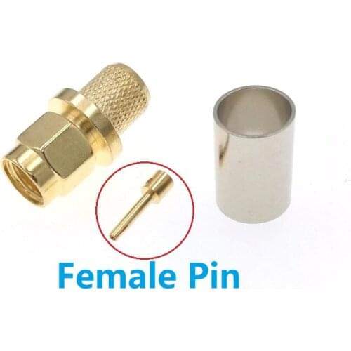 RP-SMA Male (Female Pin) Plug Crimp For RG5 RG6 LMR300 RF Connector
