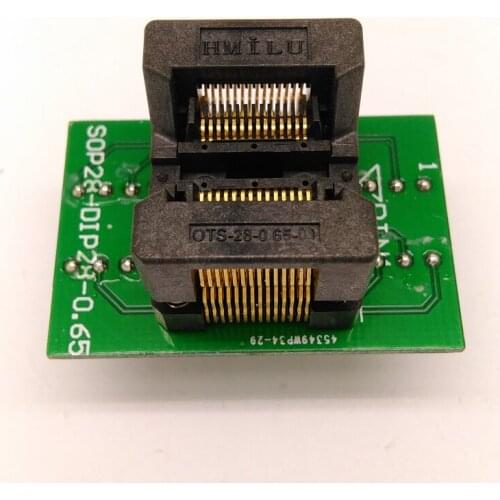 SSOP28 TSSOP28 to DIP28 Programming Socket Pitch 0.65mm IC Body Width 4.4mm 173mil OTS-28-0.65-01 Flash Test Socket Adapter