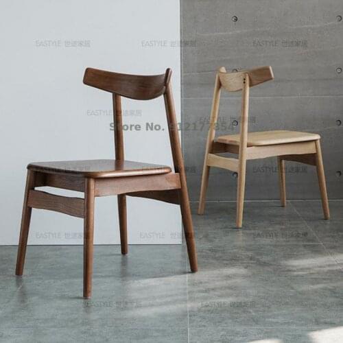 Nordic Dining Chair Solid Wood Horn Modern Chair Backrest Coffee Restaurant Lounge Chair Study Chair