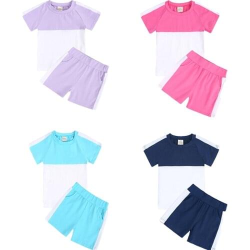 2021 Summer Clothing sets For Children Tracksuits Contrast Color Shorts for Girls Sets Clothes for Boys Newborn Toddler Outfits