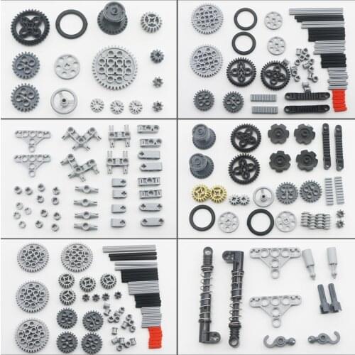 Technical Gear Set Blocks MOC Bricks Compatible Axle Pin Connector Wheel Chain Link Car Truck Accessory Replace Parts Toys Kids