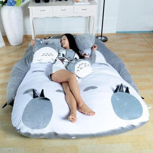 Creative Totoro lazy sofa tatami double bed cute childrens bed sheet bedroom cartoon personality lazy bed