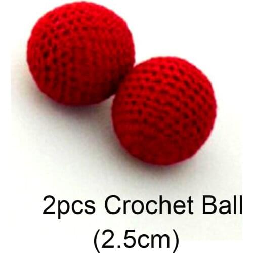 2pcs Crochet Ball (2.5cm,Red,one with Magnetic+ one normal) Chop Cup Balls Close Up Magic Tricks Cup & Balls Accessories Gimmick