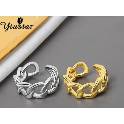 Yiustar New Arrival Chains Shape Rings Unique Geometry Jewelry for Women Christmas Gift Copper Adjustable RingsHalloween Party