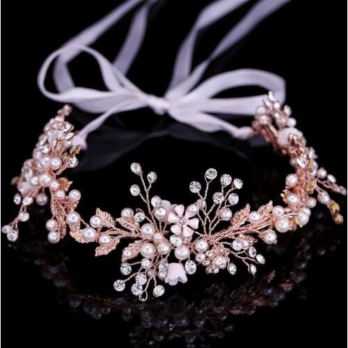Rose Gold Leaf Headband Baroque Bridal Hairbands Headpiece Headdress Hair Accessories Wedding Crown Bride Tiara Comb Jewelry