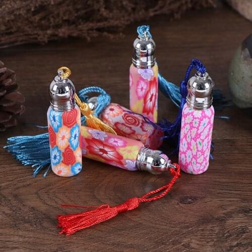 1pc/4pc Glass Perfume Roll on Bottle with Glass Ball Polymer Clay Roller Essential Oil Bottle Mini Refillable Perfume Bottle New