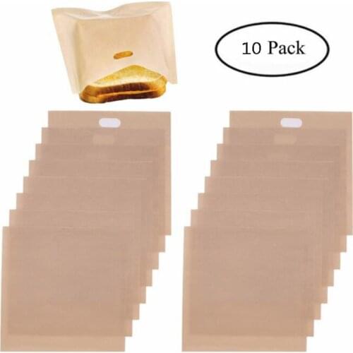 10 pcs/set Reusable Toaster Bag Non Stick Bread Bag Sandwich Bags Fiberglass Toast Microwave Heating Pastry Tools