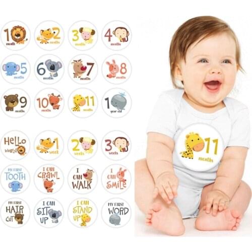 12 Pcs Month Sticker Baby Photography Milestone Memorial Monthly Newborn Kids Commemorative Card Number Photo Props
