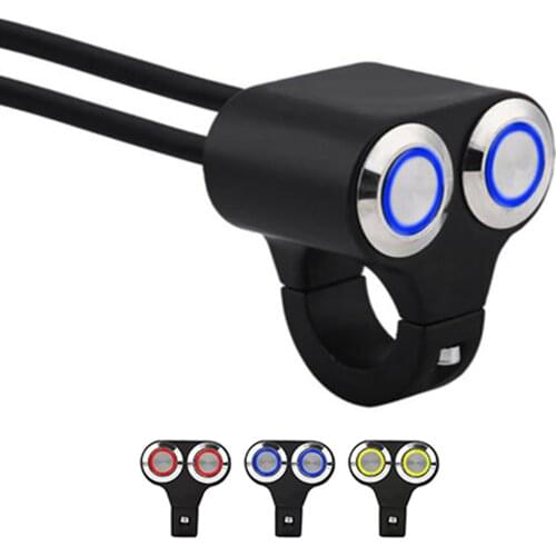 25mm Motorcycle Handlebar Manual-return Button LED Light Lamp Control Switch Electric Accessories 12V Fog Spotlight Retro Switch