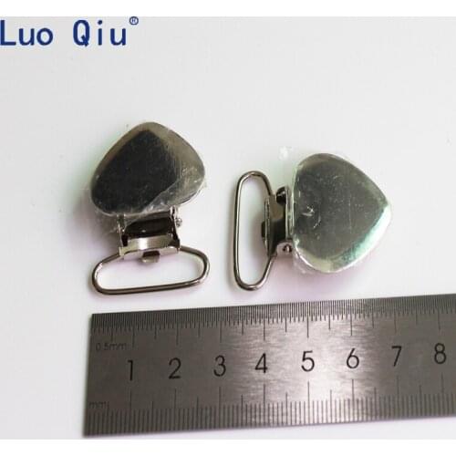 50 Pcs Enamel Heart Metal Suspender Clips for Baby Pacifiers Clips Holders 25mm Garment Clips