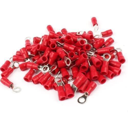 50PCS RV1.25-4 Red Ring Insulated Wire Connector Electrical Crimp Terminal RV1.25-4 Cable Wire Connector