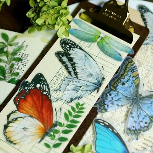 50pcs Vintage Retro Journal Large-sized Butterfly Tropical Plants TN Stickers Aesthetic