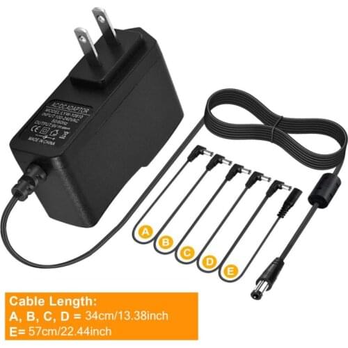 9V 850mA adapter + 5 connection cable guitar effect keyboard power cord 110-240V US EU AU UK Plug Guitar Pedal Power adapter