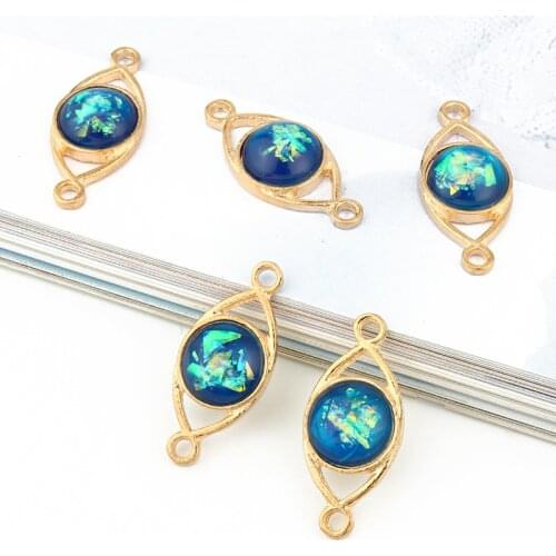 5pcs Boho Evil Eye Bracelet Connector Findings Charms DIY Jewelry Making Two Holes Necklace Earrings Pendant Accessories C182