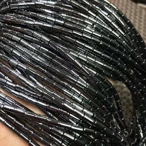 Natural stone hematite tube beads loose beads semi-precious stones hematite small beads Beads made necklace DIY bracelet 39cm