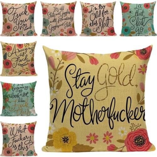 Flowers and Letters Cushion Cover Home Decor Pillow Cover for Sofa Romantic Valentine Day Gift Pattern Pillowcase Seat Cushions